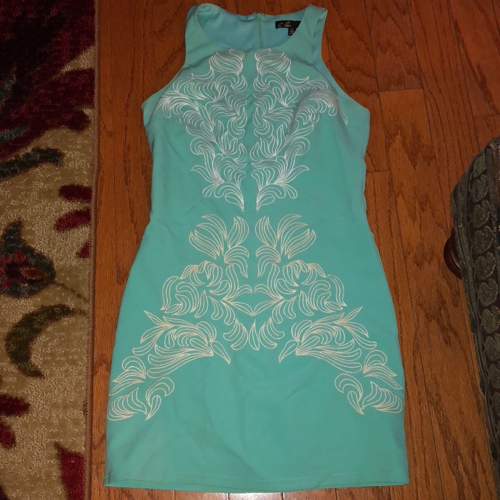 Mint embroidered sheath dress SOLD